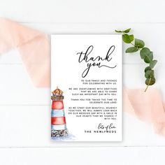 a card with the words thank you on it