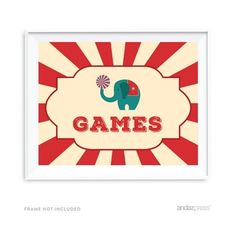 an elephant print with the word games on it