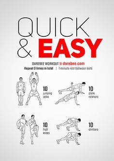 an exercise poster with instructions for quick and easy exercises