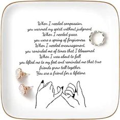 a plate with two wedding rings on it and a poem written in the middle that says, when i married someone