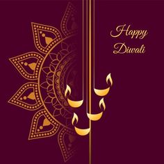 happy diwali greeting card with an intricate design on the front and side of it