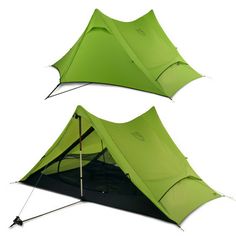 two green tents sitting next to each other