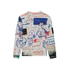 This is a premium medium weight long sleeve shirt. The all-over print featured is Basquiat's artwork Hollywood Africans. 100% medium weight cotton jersey Unisex, Adult size XS-XL, Slightly oversized fit Ribbed neck and sleeve hem Relaxed crewneck Made in Portugal Machine wash cold, inside-out and tumble dry low to preserve color About the artwork: Jean-Michel Basquiat created this work during a trip to Los Angeles on the occasion of his solo exhibition. Hollywood Africans includes a self-portrai Trip To Los Angeles, Michel Basquiat, Black Actors, Jean Michel Basquiat, Black Characters, Jean Michel, Solo Exhibition, Film Industry, In Hollywood