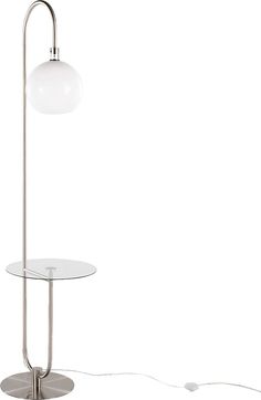 a floor lamp with a glass table top