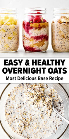 Overnight oats recipe. Oat Recipes Healthy, Overnight Oats Recipe Healthy, Overnight Oats Healthy, Best Gluten Free Recipes, Cooked Breakfast, Overnight Oats Recipe, Breakfast Meal Prep, Oatmeal Recipes