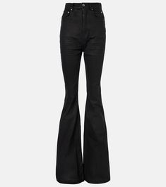 DRKSHDW Bolan bootcut jeans in black - Rick Owens | Mytheresa Modern Fitted Flare Jeans, Modern Flare Pants With Five Pockets, Modern Fitted Cotton Flare Jeans, Modern Flare Jeans, Cotton Flares With Five Pockets, Rick Owens Women, Glam Slam, Latest Jeans, Flare Denim Jeans