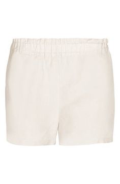 Lofty French linen shapes these lightweight shorts designed for all-day comfort with their roomy fit and elastic waist. 100% linen Machine wash, line dry Imported Casual Neutral Shorts For The Beach, Casual Neutral Shorts For Beach, Casual Neutral Beach Shorts, Neutral Beach Shorts, Neutral Color Beach Shorts, Neutral Short Length Beach Shorts, Vacation Linen Bottoms In Neutral Color, Neutral Linen Beach Bottoms, Neutral Linen Bottoms For Vacation