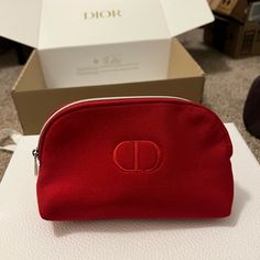 Beautiful Red Dior Makeup Pouch Dior Makeup Pouch, Dior Makeup Bag, Christian Dior Perfume, Dior Cosmetics, Christian Dior Logo, Elizabeth Anne, Pink Cosmetics, Dior Perfume, Red Makeup