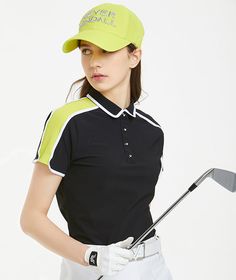 Andy Line Shoulder Collar - Black | Nevermindall USA Breathable Black Top For Golf, Breathable Black Golf Top, Studded Skirt, Pleats Skirt, Basic Skirt, Women Design, Golf Wear, Collar Tshirt, Fleece Pants