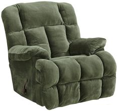 the reclining chair is brown and has two pillows on it's back end