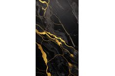 a black and gold marble wallpaper with yellow streaks on the edges is shown in this image