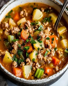 This Ground Turkey Soup recipe is a quick, healthy meal filled with lean protein and fresh veggies, perfect for a cozy family dinner. Crock Pot Ground Turkey Recipes Healthy, Hearty Ground Turkey Soup, Gf And Df Soup Recipes, Turkey Soup Recipes Healthy, Easy Soup With Ground Turkey, Ground Turkey Cabbage Soup Recipes, Ground Turkey Potato Soup Recipes, Healthy Soup Recipes Ground Turkey, Keto Ground Turkey Soup Recipes