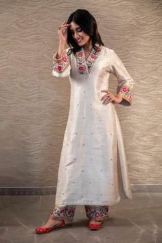 Ivory Raw Silk Salwar Kameez, Purple Pakistani Kurti Pant Suit, Plus Size Custom Stitch Dress, Wedding Guest Indian Formal Suit, Salwar Suit - Etsy UK Suit Indian, Silk Kurti Designs, Kurti Sets