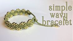 two bracelets with beads are sitting on a white surface and the words simple way bracelet written in green