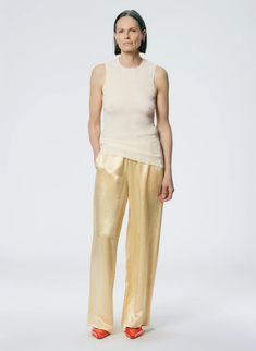 Sion Satin Wide Leg Pullon Pant – Tibi Official Sleek Silk Pants For Spring, Satin Texture, Twill Weave, Top Sales, Pull On Pants, Jacket Sale, Skirts For Sale, Fashion Advice, Outerwear Jackets