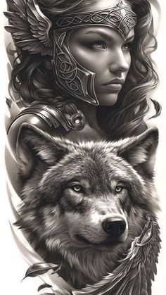 Freyja Tattoo Norse Mythology, Huntress Tattoo, Tattoo Indien, Valkyrie Norse, Thor Tattoo, Fenrir Tattoo