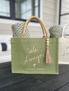 GREEN Custom Destination Wedding Bag Guest Welcome Bag Bridesmaid Bride Punta Cana Tote Beach Bag Burlap Bag Mexico 40 50 - Etsy Wedding Bags For Guests, Destination Wedding Bags, Special Font, Aruba Weddings, Personalized Beach Bags, Custom Beach Bags, Destination Wedding Welcome Bag, Summer Fling