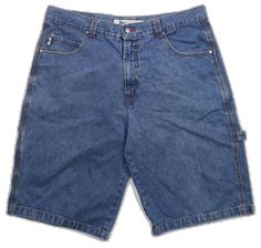 90s Denim Blue Shorts With Pockets, Vintage Jean Shorts With Pockets For Streetwear, 90s Style Relaxed Fit Jean Shorts With Pockets, Streetwear Medium Wash Shorts With Side Pockets, Medium Wash Shorts With Side Pockets For Streetwear, 90s Denim Shorts With Pockets, Jorts Streetwear, Pocket Shorts, Big Pocket