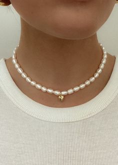 Natural (real) pearl necklace with gold plated mini heart. Extender to wear as a choker or regular necklace Regular Necklace, Pearl Necklace With Gold, Pearl Necklace Choker, Real Pearl Necklace, Good Clothes, Real Pearls, Mini Heart, Heart Necklace, Choker