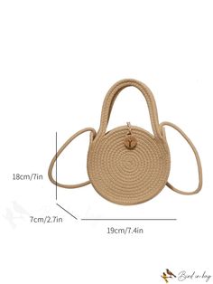 BirdinBag - One-Shoulder Woven Straw Beach Bag - Small Round Messenger Bag Trendy Crossbody Shoulder Bag For Vacation, Casual Beach Bag With Mobile Phone Bag For Travel, Large Capacity Crossbody Shoulder Bag For Vacation, Portable Beige Shoulder Bag For Vacation, Lightweight Beige Shoulder Bag For Vacation, Casual Beige Portable Shoulder Bag, Vacation Tote Shoulder Bag With Mobile Phone Bag, Trendy Vacation Shoulder Bag With Mobile Phone Bag, Trendy Vacation Shoulder Bag With Phone Bag