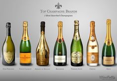 a group of different types of champagne bottles