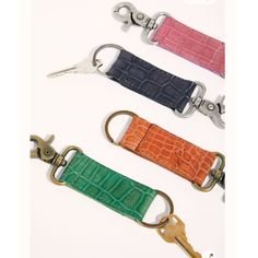 four different colors of leather key chains