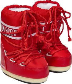 Red Insulated Winter Boots, Winter Outdoor Boots With Red Sole, Red Insulated Boots With Round Toe, Red Insulated Round Toe Boots, Red Waterproof Winter Boots, Casual Red Winter Boots, Moon Boot, Designer Products, Moon Boots