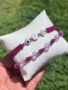 Comes as pictured Adjustable Purple Bracelet Gift, Adjustable Purple Bracelets As A Gift, Adjustable Purple Bracelets For Gifts, Adjustable Purple Bracelet For Gift, Adjustable Lavender Bracelet For Gift, Purple Bohemian Beaded Bracelets As Gift, Lavender 8mm Beads Bracelet Gift, Handmade Lavender Crystal Bracelet Gift, Handmade Lavender Friendship Bracelet For Gift