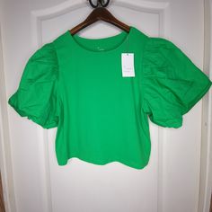 A New Day Women's Large Puff Short Sleeve T-Shirt Green Nwt Condition Gently Used! All Items Are From A Smoke And Pet Free Environment! Open To Offers! Summer Green Cotton Puff Sleeve Top, Green Cotton Puff Sleeve Top For Summer, Trendy Green Cotton Puff Sleeve Top, Casual Green Puff Sleeve Tops, Green Puff Sleeve Top With Short Sleeves For Spring, Fit N Flare Dress, A New Day, Fit & Flare, Jean Coat