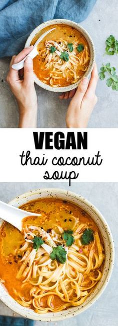 vegan thai coconut soup in a bowl