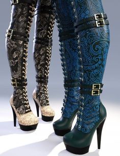 Fantasy High Heel Boots, High Fantasy Clothing, High Heeled Boots, Genesis 3, Thigh High Boots Heels, Daz Studio, Stiletto Boots, Black High Heels, Crazy Shoes