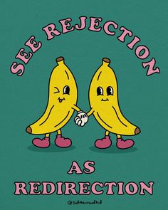 two yellow bananas are facing each other with the words see reflection as redirection