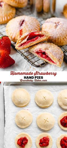 homemade strawberry hand pies cooling on a rack