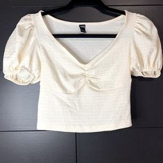 Belle Sleeve Crop Top. Women’s Xs. Nwot. Ruched. Cream Color. V-Neck. Womens. Juniors. Girls. Shein. Casual. Dressy. Summertime. Fitted V-neck Crop Top For Summer, Spring Ruched V-neck Crop Top, Ruched V-neck Crop Top For Spring, Spring V-neck Ruched Crop Top, Trendy Ruched V-neck Crop Top, Trendy Ruched V-neck Top, Cream Tops, Wedding Guest Looks, Indian Fashion Dresses