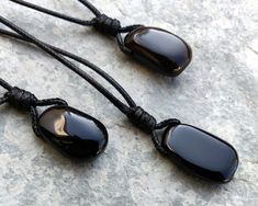 Black Pendant Jewelry With Waxed Cord, Black Necklace With Adjustable Length On Waxed Cord, Black Necklace With Adjustable Cord For Meditation, Black Jewelry With Adjustable Cord For Healing, Black Crystal Necklace With Adjustable Cord, Black Waxed Cord Pendant Jewelry, Adjustable Black Amulet Necklace, Handmade Adjustable Black Crystal Necklace, Adjustable Handmade Black Crystal Necklaces