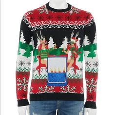 Men's Holiday Happy Hour Christmas Sweater With Drink Pocket Size Small. Perfect For Ugly Sweater Parties. Bundle To Save On Shipping And Get Additional 30% Off If You Bundle More Then 5 Items. Ships Within 24 Hours. Holiday Happy Hour, Mens Holiday, Ugly Sweater Party, Holiday Sweater, Sweaters Crewneck, Pocket Size, Ugly Sweater, New Man, Christmas Sweater