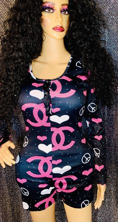 Pink Black Women's Onesie Womens Onesie, Sleep And Loungewear, Sleepover Party, Women In Lingerie, Baddie Outfits, Cloth Bags, Runway Fashion, Pink Black, Onesies