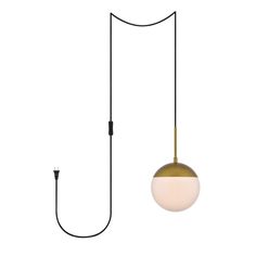 Living District LDPG6030BR Eclipse 1 Light Brass plug in pendant With Frosted White Glass. Style: Midcentury modern / school house. Collection: Eclipse. Finish: Brass and Frosted White. Hardware Finish: Brass. Hardware Material: Iron. Fixture Material: Iron and Glass. Dimension(in): 8(L) x 9(H) x 8(Dia). Assembly Required: no. Shade Color: Frosted White. Shade Material: Glass. Shade Shape: sphere. Shade Included: Yes. Shade Dimension(in): 8(L) x 8(W) x 7.5(H). Canopy: NO. Hanging Height Min/Max( Swag Light Fixture, Transitional Style Decor, Entryway Office, Swag Light, Mini Pendant Lights, Tiffany Style, Elegant Lighting, Hanging Pendant Lights, Pendant Chandelier