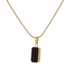 Black Rectangle Pendant Necklace Rectangle Necklace, Necklace Chain Types, Metal Choker, Party Necklace, Cubic Zirconia Necklace, Enamel Necklaces, Black Pendant, Square Pendant, White Necklace