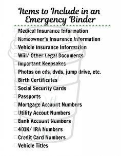 Emergency Preparedness Binder, Emergency Planning, Emergency Prepardness, Emergency Preparedness Kit, Life Planning