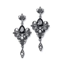 PRICES MAY VARY. LUXURY STYLE: Mariell Beautiful Art Nouveau Jet Black CZ Vintage Chandelier Earrings, Dazzling with Genuine Austrian Crystals in Hematite and Black Diamond PERFECT SIZE: Dramatic Size Earrings Measures 2 3/4" High x 1 1/8" Wide for a Bold Head-Turning Statement, Post Earrings with Comfort Disk Backs QUALITY DESIGN: Stunning Vintage Styling in Glamorous Blend of Black CZ Pear-shaped Gems and mixed Gray tones with Black Hematite Plating MADE WITH LOVE: Designed, Manufactured and P Gray Earrings, Wholesale Earrings, Crystal Chandelier Earrings, Prom Earrings, Prom Jewelry, Cubic Zirconia Jewelry, Plugs Earrings, Cubic Zirconia Earrings, Bridesmaid Earrings