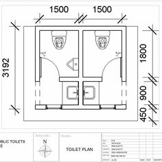 the floor plan for a bathroom with two toilets