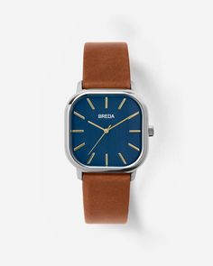 Jane | Metal Oval Watch | Gold/Gold/Sky | BREDA Watch Modern Gentleman Style, Oval Watch, Square Watches, Gentlemen Style, Minimalist Artist, Beach Wedding Attire, Branding Shoot, Brown Leather Watch, Watches Women Leather