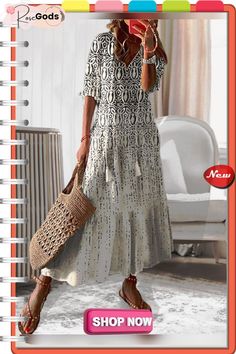 Women Casual Abstract Autumn Natural Daily Long A-line Regular Size Dress Casual Summer Dress With Wide Hem, Beige A-line Bohemian Dress, Flowy A-line Maxi Dress, Casual Beige A-line Dress, Bohemian Beige A-line Dress, Casual Fit And Flare V-neck Maxi Dress, Beige Fit And Flare Casual Dress, Vacation Beige A-line Midi Dress, Vacation A-line Shift Maxi Dress