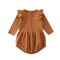 PRICES MAY VARY. SOFT & COMFY - The material is soft knit, thick and stretchy, infant baby girls pullover knitted romper, keep your girls warm in fall and winter. NICE & ELEGANT - A classic ruffle baby girl knit romper, long sleeves and solid color, cute baby girl sweater romper in apricot,pink and brown for choose, a simple crewneck infant knitted romper sweater MATCH EVERYTHING - You can easily dress her in long sleeve coat, cloak or leggings underneath it, looks great with a pair of boots or Winter Romper, Winter Baby Boy, Winter Knit Sweater, Casual Rompers, Knitted Romper, Long Sleeve Knit Sweaters, One Piece Outfit