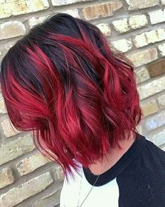 Red Hair With Lowlights, Black Hair With Red, Hair With Red Highlights, Black Hair With Red Highlights, Deep Red Hair, Purple Hair Highlights, Red Hairstyles, Black Red Hair, Red Ombre Hair