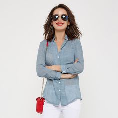 Shirt – Linen Shirt With Turn-Down Collar | Zorket Casual Fitted Blouse With Roll-up Sleeves, Cotton Long Sleeve Shirt For Day Out, Long Sleeve Shirt For Spring Daywear, Casual Spring Shirt For Daywear, Fitted Casual Shirt For Daywear, Casual Fitted Shirt For Daywear, Casual Fitted Daywear Shirt, Fitted Casual Daywear Shirt, Trendy Spread Collar Tops For Day Out