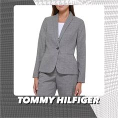 Nwt Tommy Hilfiger Glen Plaid Single Button Blazer * Make A Fresh Impression In The Boardroom And Beyond With This Peak-Collar, Single-Button Blazer. * Slit At Back Hem * Peak Collar; Single-Button Closure At Front * Lined * Welt Pockets At Front * Slim Fit * Glen Plaid Pattern * New With Tag * Color Black And White * Size 2 Dressy Jackets, Petite Blazer, Polka Dot Blazer, Work Blazer, Tan Blazer, Navy Blue Blazer, Single Button Blazer, Glen Plaid, Sports Blazer