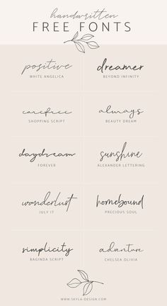 the different types of handwriting that are used to write calligraphy and handwritten font