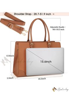 Bird in Bag - Womens 15.6 Laptop Tote Bag Capacity Work Bag Waterproof Leather Briefcase Lightweight Business Commuter Tote Bag Fashion Large Capacity Laptop Shoulder Bag For Office, Large Capacity Rectangular Laptop Bag For Work, Trendy Office Laptop Bag With Sleeve, Brown Large Capacity Laptop Bag For Work, Large Capacity Laptop Bag For Office, Functional Laptop Bag With Adjustable Strap For Office, Business Laptop Satchel Bag, Functional Office Laptop Bag With Adjustable Strap, Rectangular Laptop Bag For Office